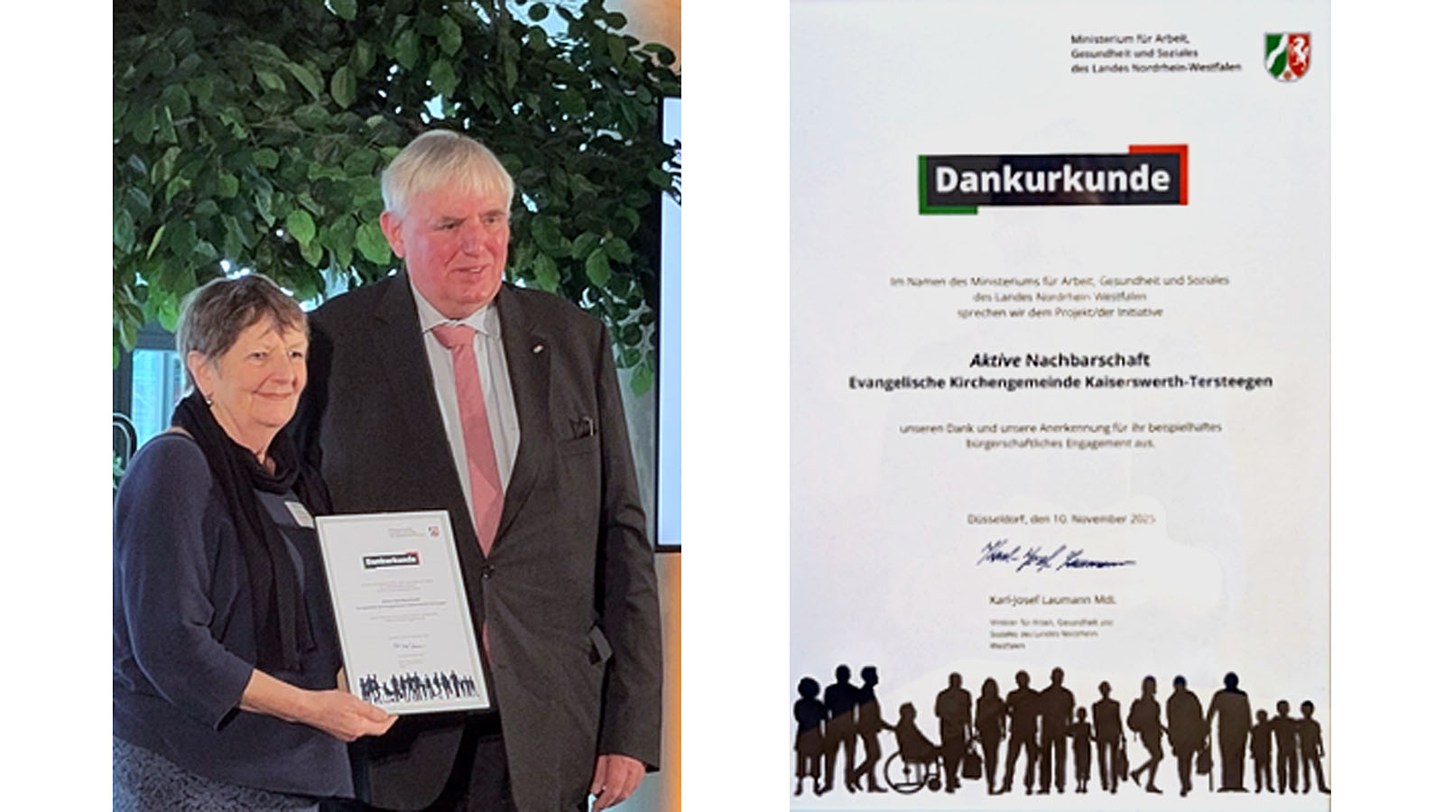 Gudrun Zimmermann, Minister Karl-Josef Laumann und die Dankesurkunde